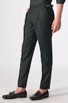 S&N by Shantnu Nikhil_Black Terylene Plain Straight Fit Trouser _Online_at_Aza_Fashions