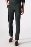 Shop_S&N by Shantnu Nikhil_Black Terylene Plain Straight Fit Trouser _Online_at_Aza_Fashions