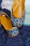 Buy_Cilwana Studio_Blue Floral Embroidered Juttis _at_Aza_Fashions