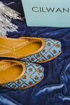 Shop_Cilwana Studio_Blue Floral Embroidered Juttis _at_Aza_Fashions