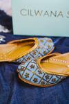 Cilwana Studio_Blue Floral Embroidered Juttis _Online_at_Aza_Fashions