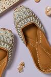 Shop_Cilwana Studio_Blue Embroidered Pearl Juttis _at_Aza_Fashions