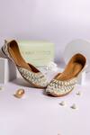 Buy_Cilwana Studio_Blue Embroidered Pearl Juttis _at_Aza_Fashions