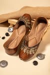 Buy_Cilwana Studio_Brown Embellished Bird Juttis _at_Aza_Fashions