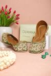 Shop_Cilwana Studio_Green Embroidered Jaal Juttis _at_Aza_Fashions