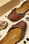 Shop_Cilwana Studio_Brown Ghungroo Embellished Juttis _at_Aza_Fashions