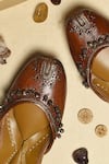 Cilwana Studio_Brown Ghungroo Embellished Juttis _Online_at_Aza_Fashions
