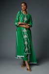 Buy_Bha sha_Green Kurta Chanderi Silk Embroidered Resham Round Matina Set _at_Aza_Fashions