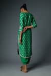 Shop_Bha sha_Green Kurta Chanderi Silk Embroidered Resham Round Matina Set _at_Aza_Fashions