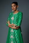 Bha sha_Green Kurta Chanderi Silk Embroidered Resham Round Matina Set _at_Aza_Fashions