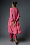 Shop_Bha sha_Pink Tunic Chanderi Hand Megha Asymmetric Bead Embroidered Yoke Kurta With Pant _at_Aza_Fashions