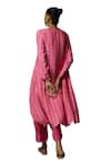 Buy_Bha sha_Pink Tunic Chanderi Hand Megha Asymmetric Bead Embroidered Yoke Kurta With Pant _Online_at_Aza_Fashions