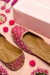 Buy_Cilwana Studio_Pink Embroidered Jaal Juttis _at_Aza_Fashions