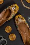 Shop_Cilwana Studio_Yellow Embroidered Sozni Juttis _at_Aza_Fashions