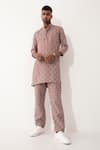 Buy_Son of A Noble Snob_Purple Linen Printed Checkered Zander Kurta And Pant Set  _at_Aza_Fashions