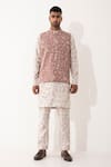 Buy_Son of A Noble Snob_Purple Linen Printed Polka Dots Void Bundi And Kurta Set  _Online_at_Aza_Fashions