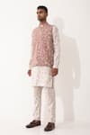 Shop_Son of A Noble Snob_Purple Linen Printed Polka Dots Void Bundi And Kurta Set  _Online_at_Aza_Fashions