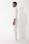 Buy_Son of A Noble Snob_White Linen Printed Striped Myles Bias Bundi And Kurta Set  _Online_at_Aza_Fashions