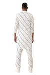 Shop_Son of A Noble Snob_White Linen Printed Striped Myles Bias Bundi And Kurta Set  _Online_at_Aza_Fashions