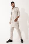 Buy_Son Of A Noble Snob_Ivory Linen Blot Print Bundi And Kurta Set _at_Aza_Fashions