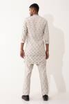 Shop_Son Of A Noble Snob_Ivory Linen Blot Print Bundi And Kurta Set _at_Aza_Fashions