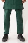 Shop_Son of A Noble Snob_Green Linen Pintucks Square Carter Straight Textured Kurta With Pant  _Online_at_Aza_Fashions