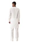 Son of A Noble Snob_White Linen Solid Niero Asymmetric Kurta With Pant _Online_at_Aza_Fashions