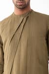 Buy_Son of A Noble Snob_Brown Linen Solid Dion Asymmetric Kurta Pant Set 