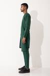 Son of A Noble Snob_Green Linen Solid Kyo Multi-layered Kurta With Pant  _Online