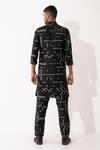 Shop_Son Of A Noble Snob_Black Linen Hazel Contrast Geometric Print Kurta With Pant _at_Aza_Fashions