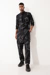 Buy_Son of A Noble Snob_Black Linen Printed To Evans Kurta Pant Set  _at_Aza_Fashions