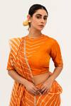 Shop_Naina Jain_Orange Tissue Raw Silk Embroidery Mirror Luni Leheriya Saree With Work Blouse _Online_at_Aza_Fashions