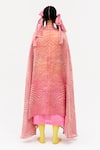 Shop_Naina Jain_Pink Silk Ombre Round Neck Khari Shaded A-line Dress With Asymmetric Arashi Cape _at_Aza_Fashions