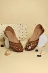 Buy_Cilwana Studio_Brown Embroidered Zari Juttis _at_Aza_Fashions