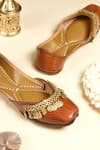 Cilwana Studio_Brown Metallic Embroidered Juttis _Online_at_Aza_Fashions