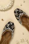 Shop_Cilwana Studio_Black Embroidered Pearl Juttis _at_Aza_Fashions
