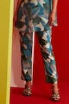 Buy_Garima Bindal_Blue Pure Crepe Print Abstract Round Neck Long Top With Pant 