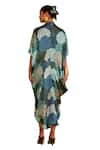 Shop_Garima Bindal_Blue Pure Modal Satin Print Floral V Neck Bloom Kaftan 