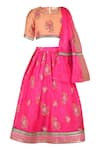 Buy_Rang by Lespetits_Pink Lehenga And Blouse Georgette Floral Blossom Embroidered Set  _at_Aza_Fashions