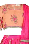 Rang by Lespetits_Pink Lehenga And Blouse Georgette Floral Blossom Embroidered Set  _Online_at_Aza_Fashions