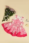 Buy_STELLA ROSSA BY LES PETITS_Pink Banana Crepe Embellished Pearl Barbie Applique Floral Dress  _at_Aza_Fashions