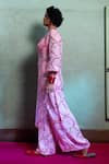 Amrood_Pink Malai Satin Floral Jaal Kurta Round Pattern Pant Set _at_Aza_Fashions