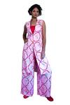 Amrood_Pink Malai Satin Floral Jaal Kurta Lapel Collar Pattern Pant Set _Online_at_Aza_Fashions