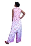 Shop_Amrood_Pink Malai Satin Floral Jaal Kurta Lapel Collar Pattern Pant Set _Online_at_Aza_Fashions