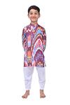 THE COTTON STAPLE_Multi Color Cotton Printed Ikat Rouge Kurta With Pant _Online_at_Aza_Fashions
