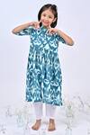 THE COTTON STAPLE_Blue Cotton Printed Ikat Orient Kurta With Pant _Online_at_Aza_Fashions