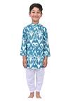 THE COTTON STAPLE_Blue Cotton Printed Ikat Robin Kurta With Pant _Online_at_Aza_Fashions