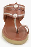 KOLHA_Brown Cutwork Kolhapuri Wedges _at_Aza_Fashions