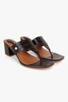 Buy_KOLHA_Brown Croc Leather Textured Heels_at_Aza_Fashions