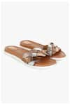 Buy_KOLHA_Brown Leather Intertwined Pattern Slip Ons _at_Aza_Fashions